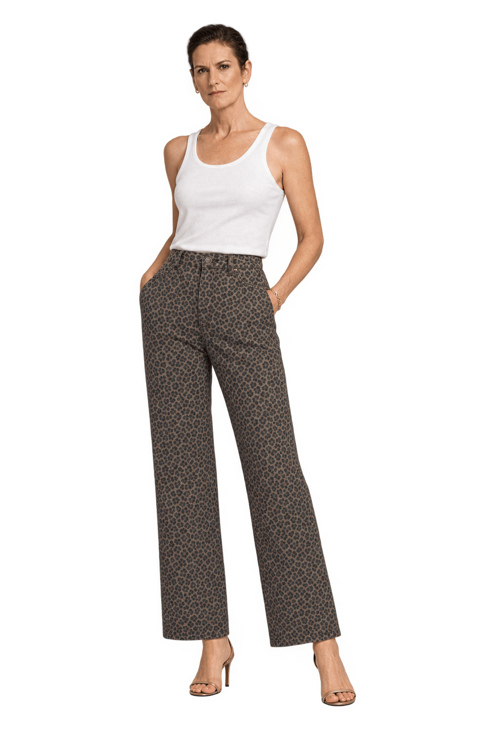 1990s Taupe Brown Denim Jeans - Model