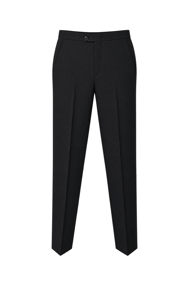 1980s Black Woven Trousers - Front View