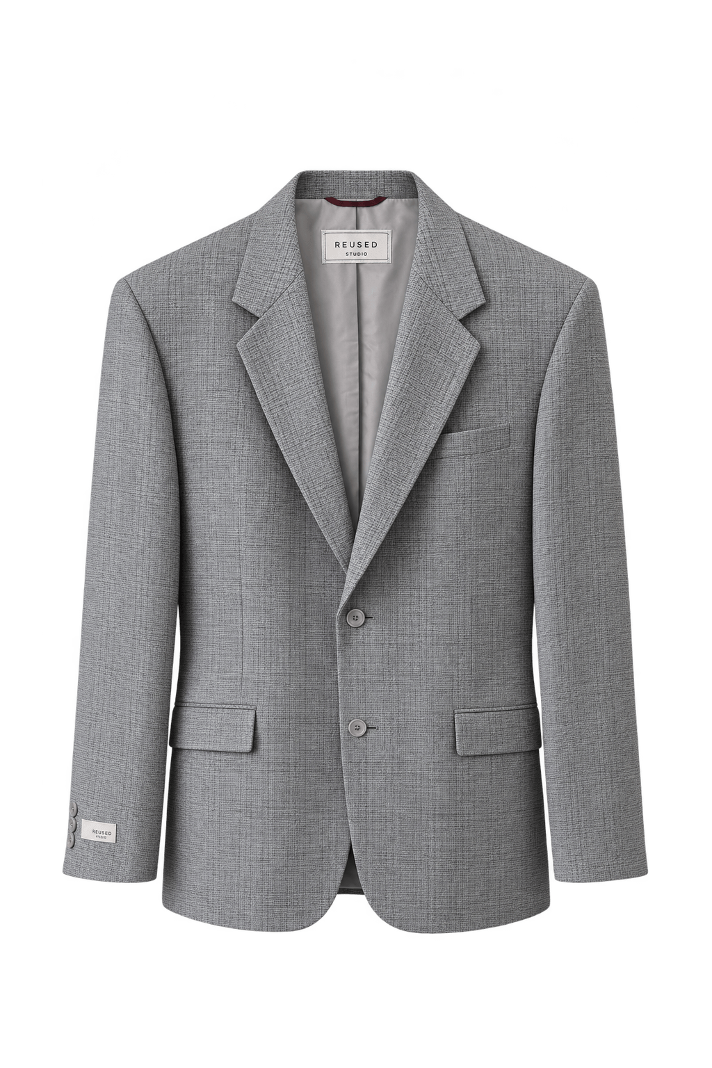 1980s Medium Grey Woven Blazer - Front View