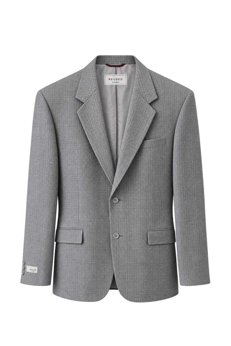1980s Medium Grey Woven Blazer - Front View