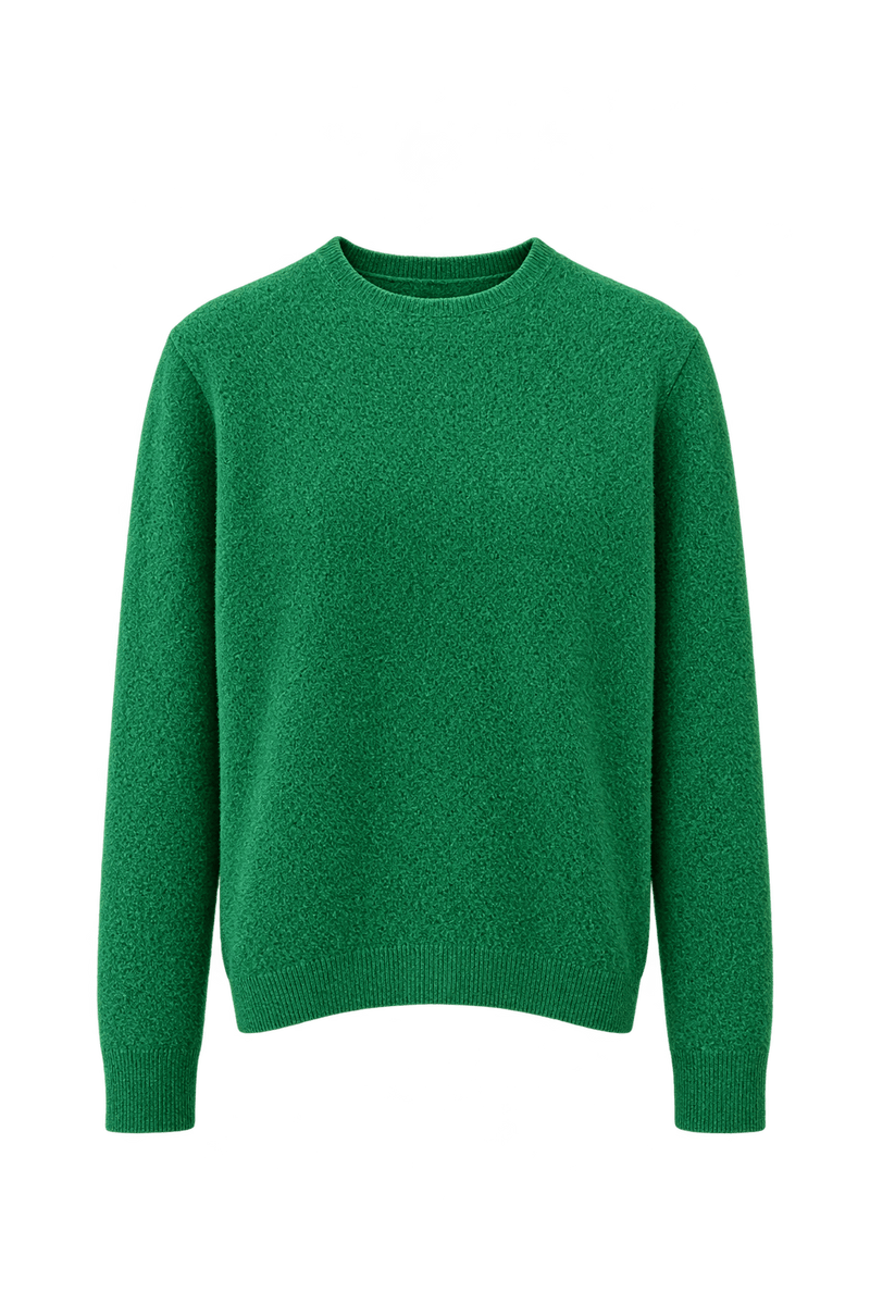 1960s Emerald Green Wool-like Knit Sweater - Front View