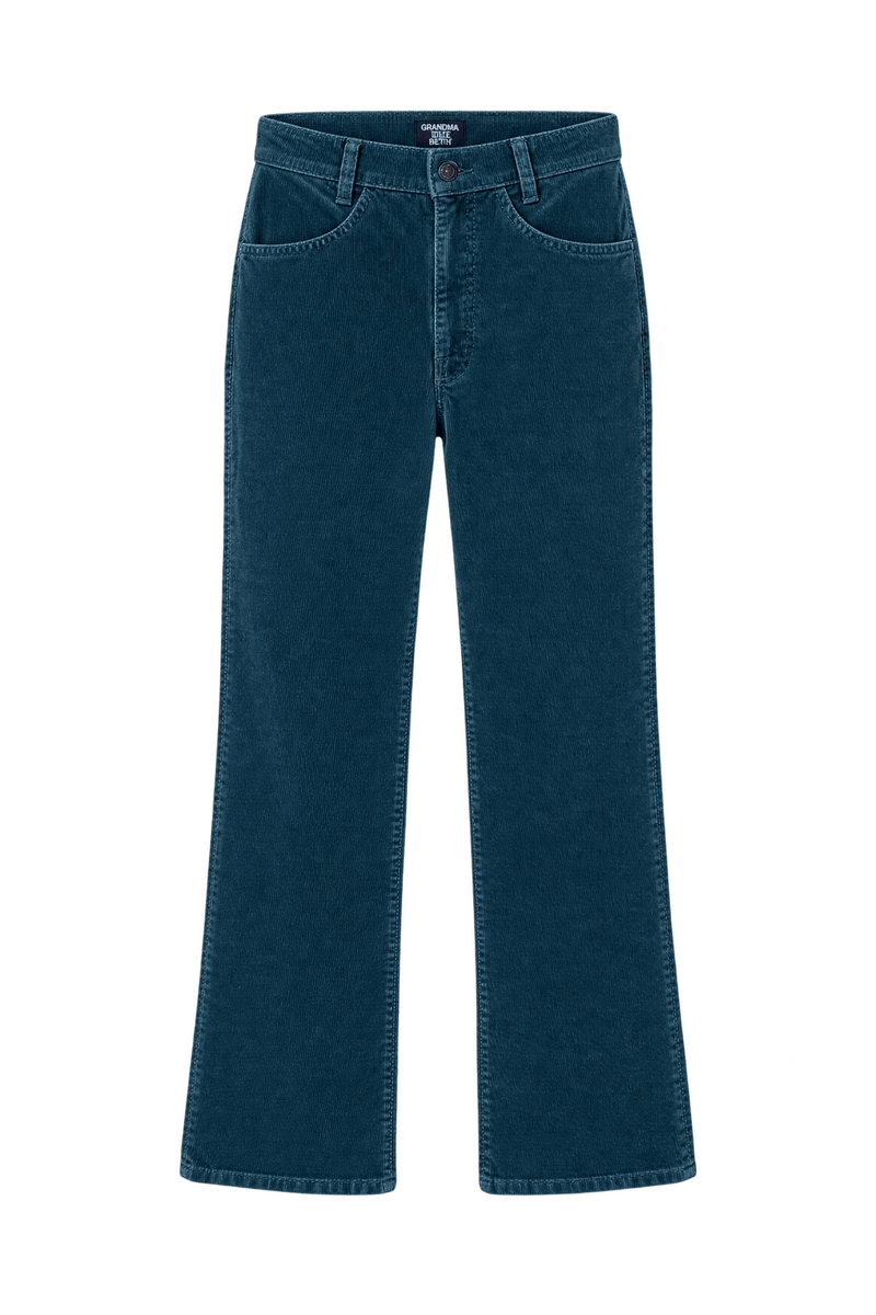 1990s Faded Slate Blue Corduroy Pants - Front View