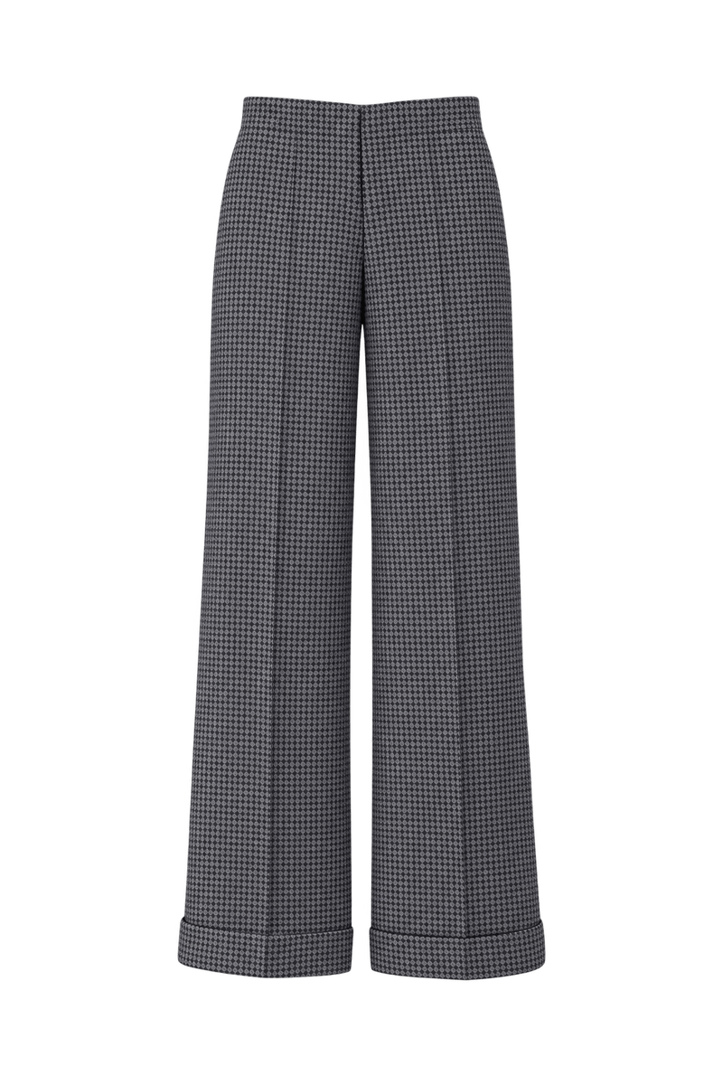 1980s Charcoal Grey Woven Suiting Trousers - Front View