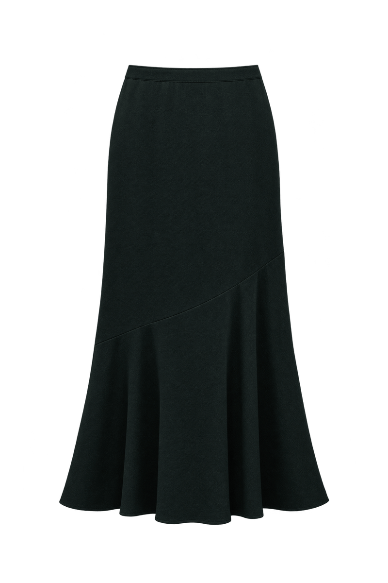 1980s Black Woven Skirt - Front View