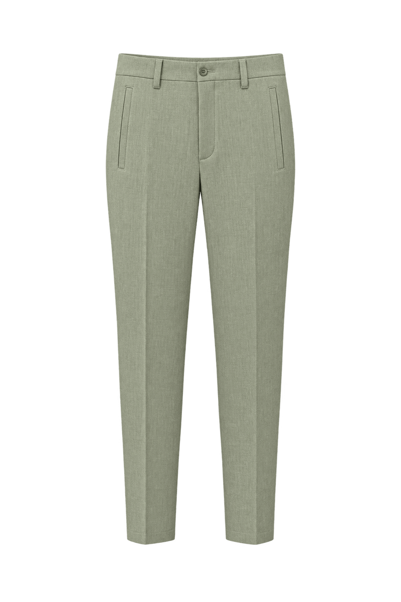 1990s Light Taupe Beige Woven Trousers - Front View