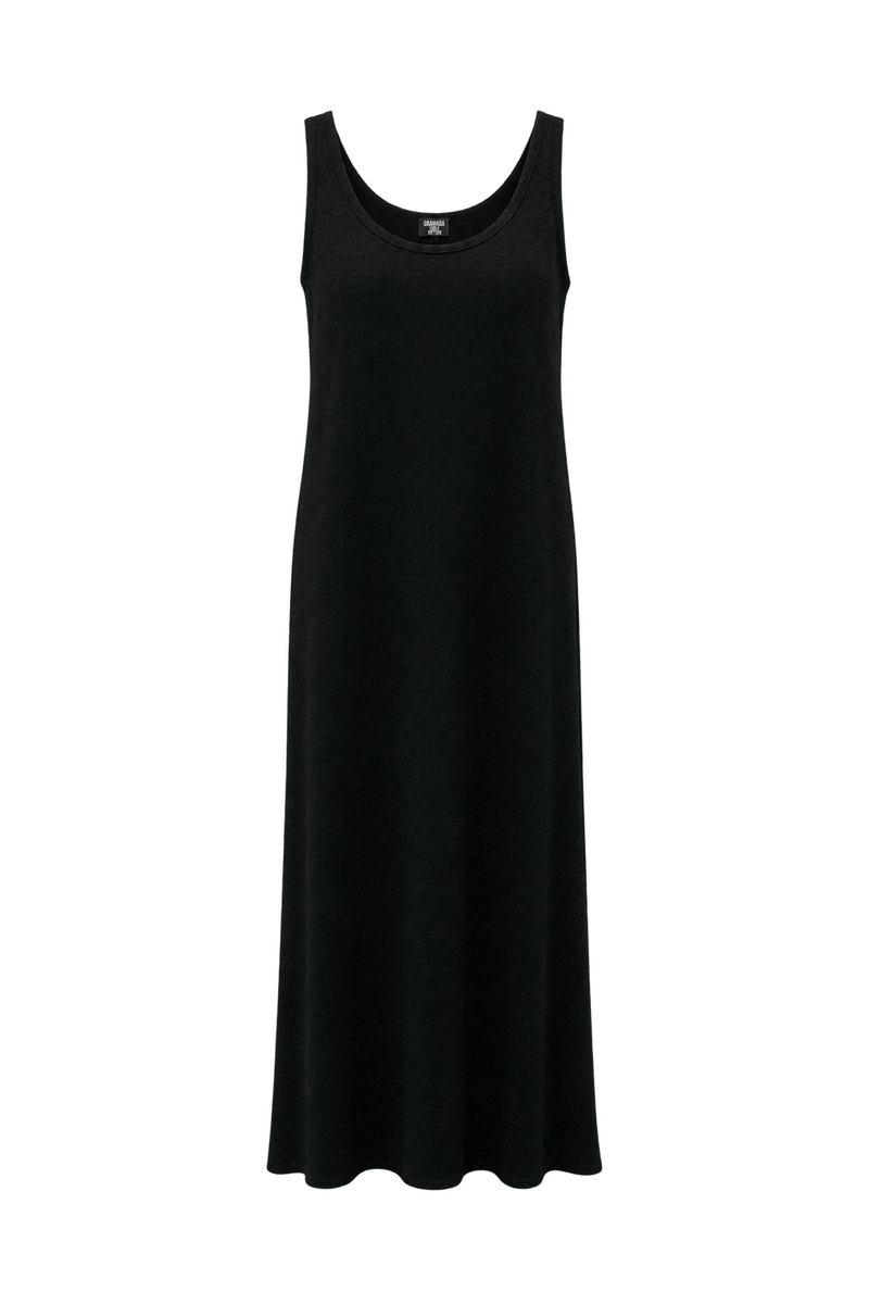 1990s Black Knit Maxi Dress - Front View
