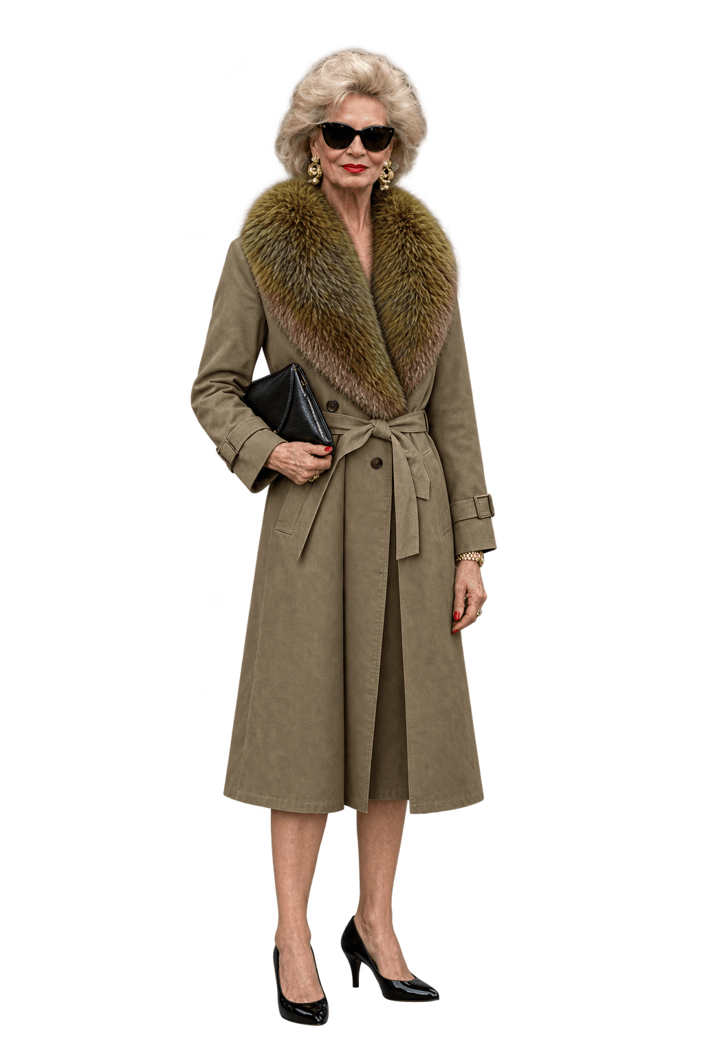 1980s Taupe Brown Woven Trench Coat - Model