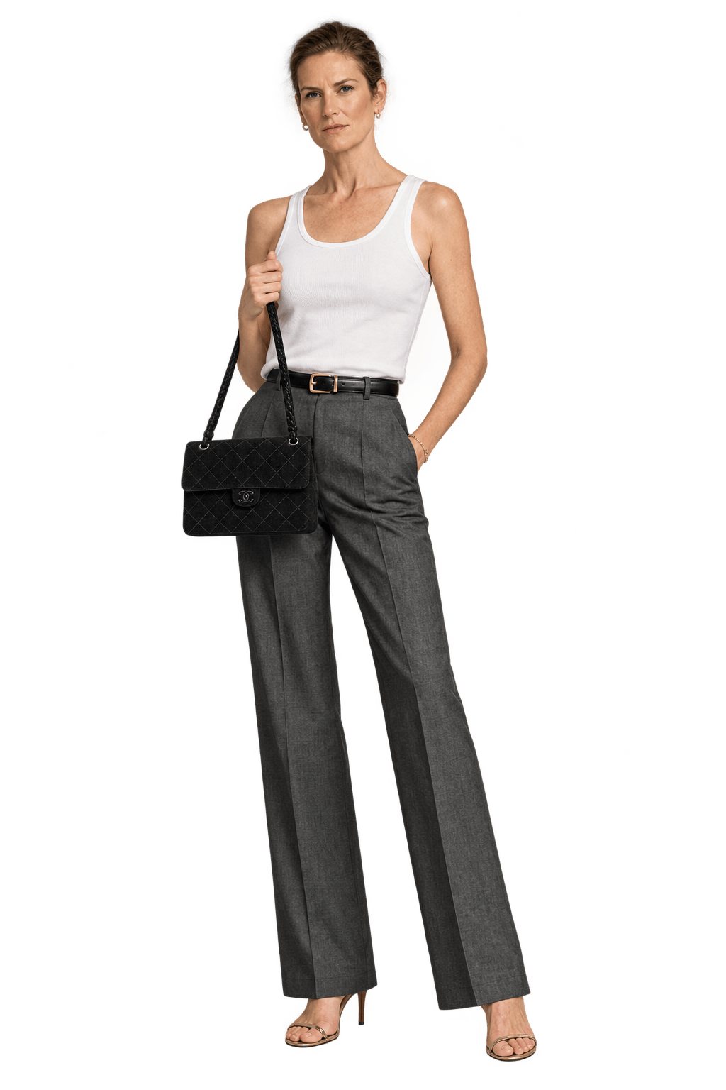 1990s Black Suede-Like Shoulder Bag - Model