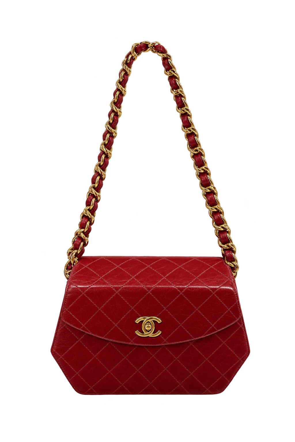 1990s Deep Burgundy Red Leather Shoulder Bag - Front View