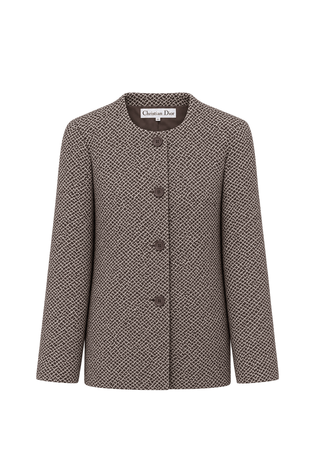 1980s Dark Brown Woven Fabric Jacket - Front View