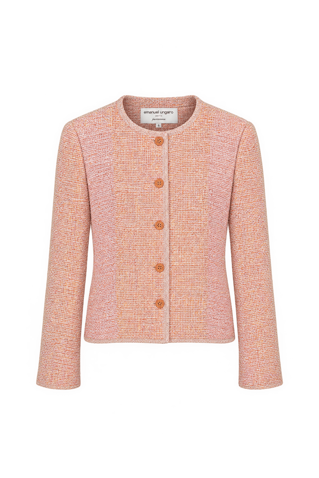 1980s Soft Peach Pink Woven Blazer - Front View