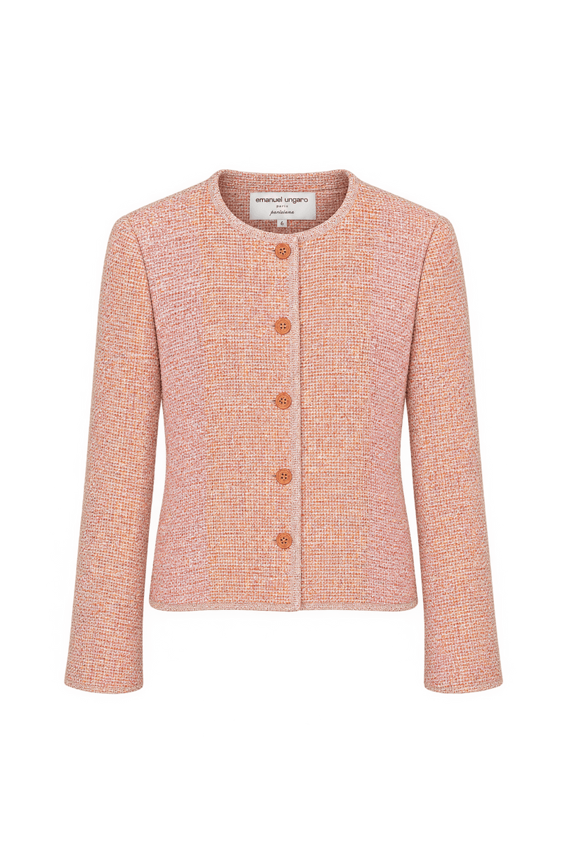 1980s Soft Peach Pink Woven Blazer - Front View