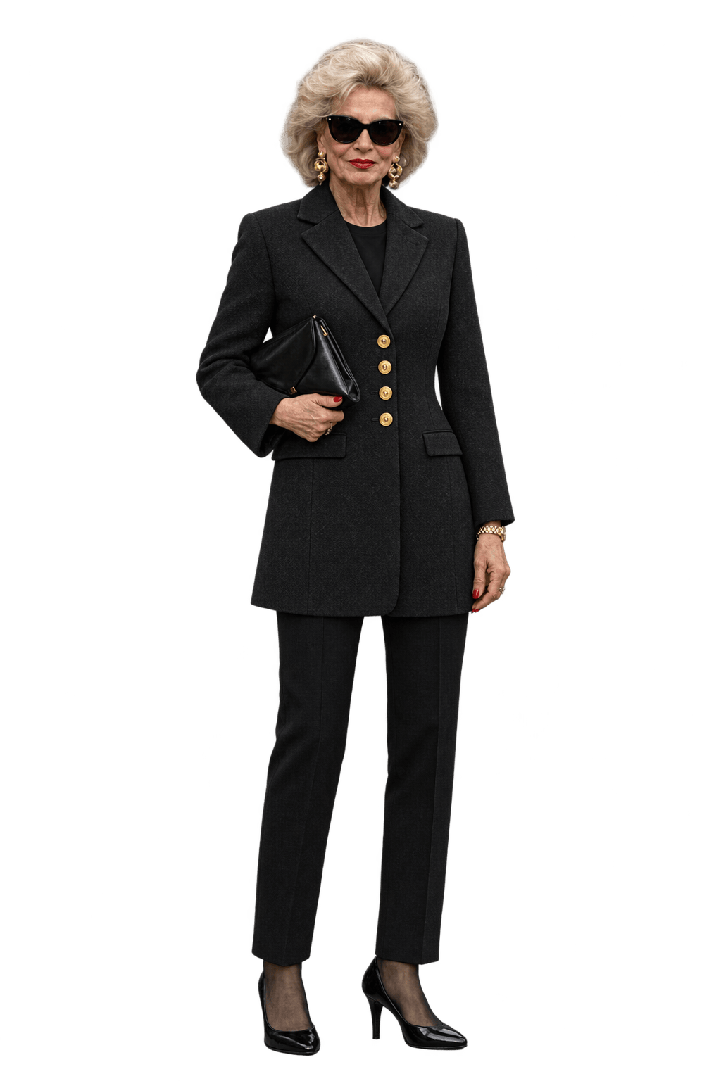 1980s Black Wool Blazer - Model