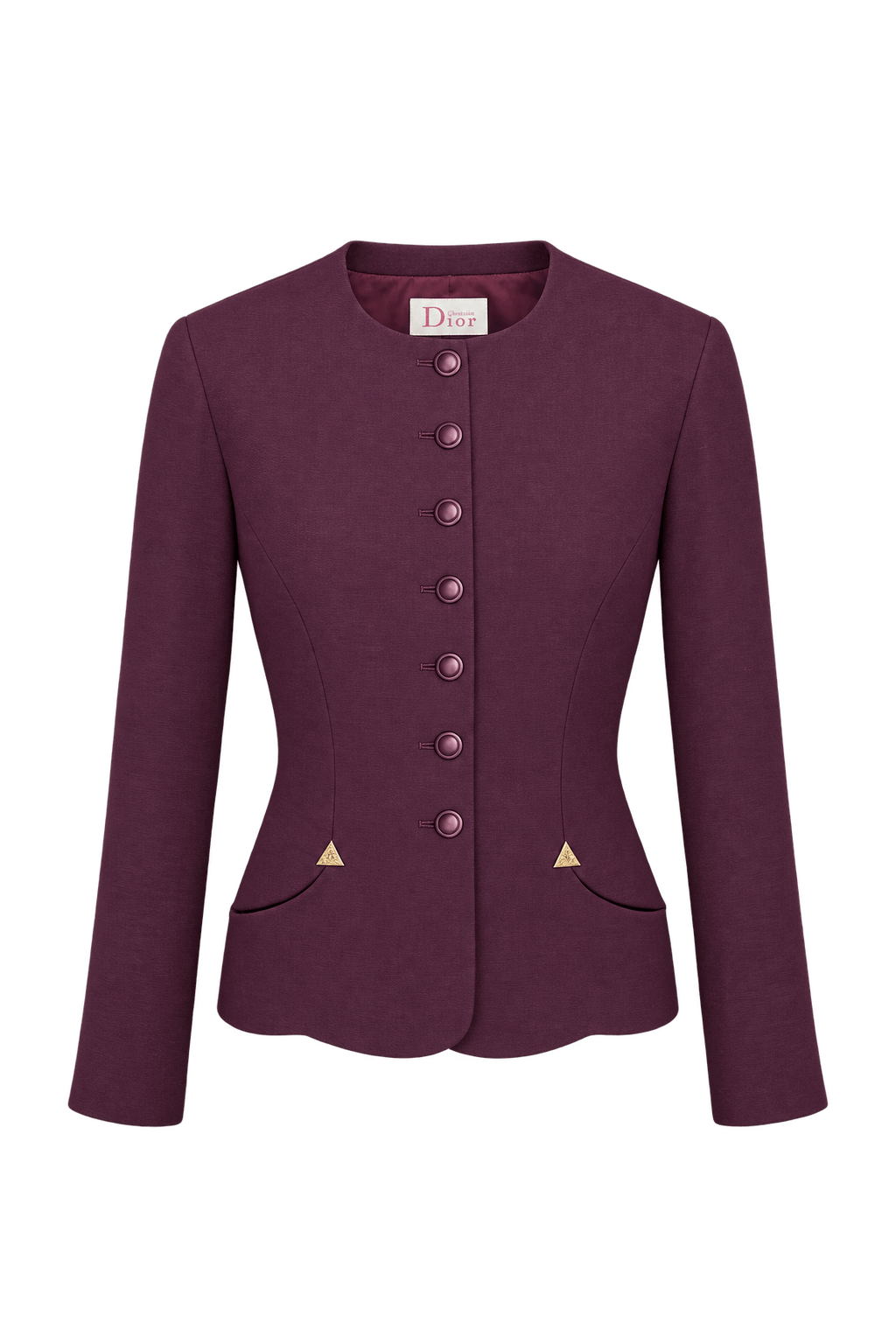 1990s Deep Plum Purple Woven Fabric Jacket - Front View