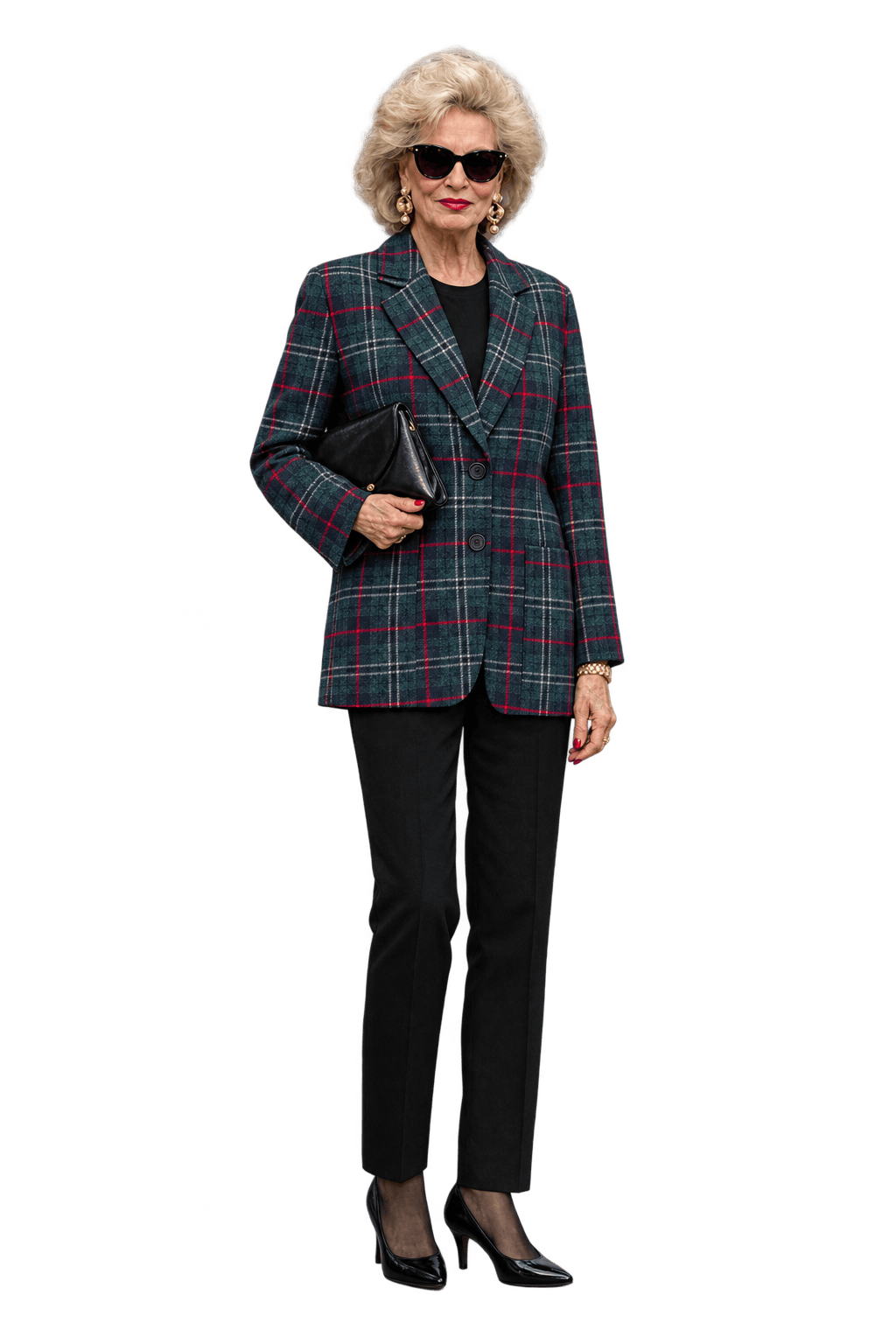1980s Dark Teal Green Wool-Blend Blazer - Model
