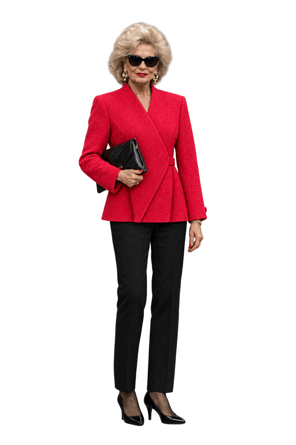 1980s Vivid Raspberry Red Woven Fabric Jacket - Model