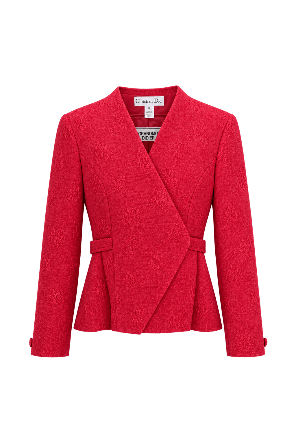 1980s Vivid Raspberry Red Woven Fabric Jacket - Front View