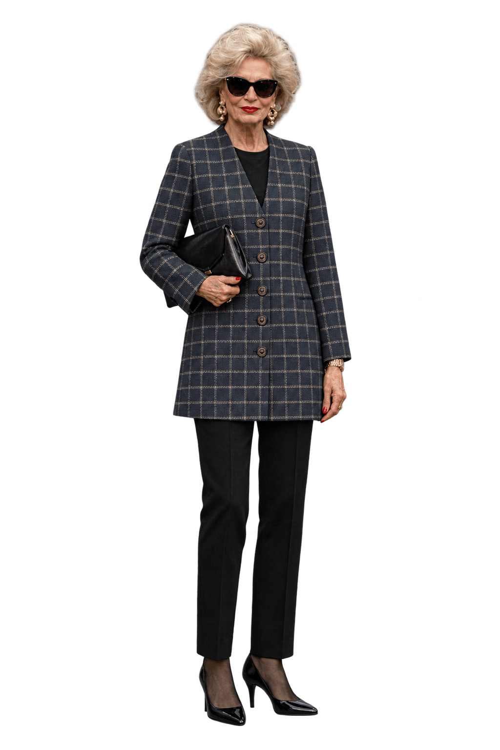 1980s Dark Navy Blue Tweed Blazer - Model