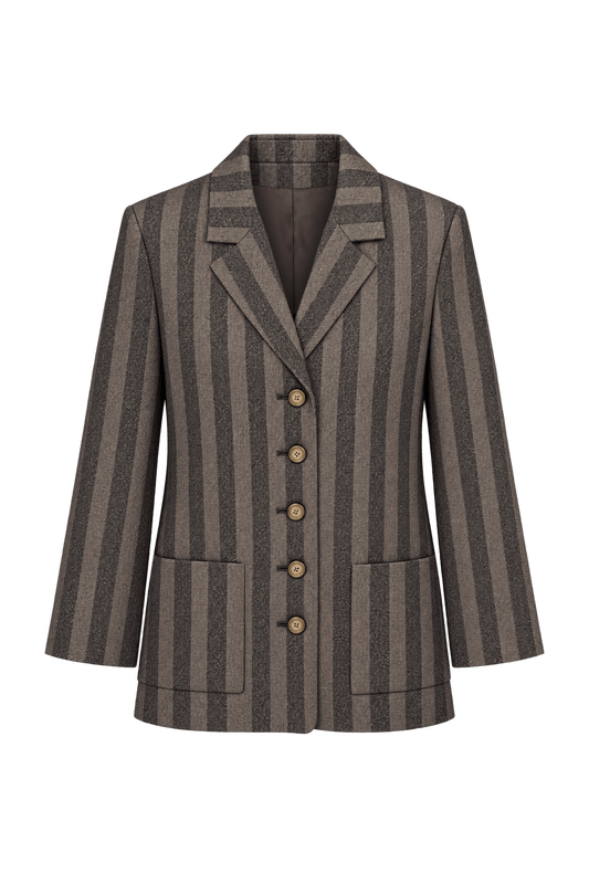 1990s Bronze Brown Woven Blazer - Front View