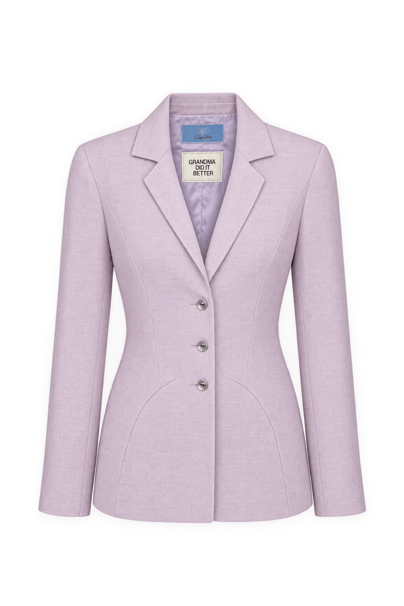 1980s Pale Lilac Woven Blazer - Front View