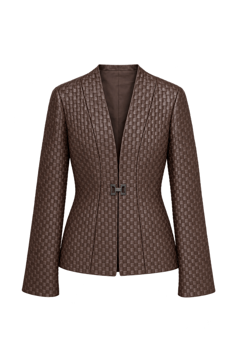 1980s Dark Chocolate Brown Leather Jacket - Front View