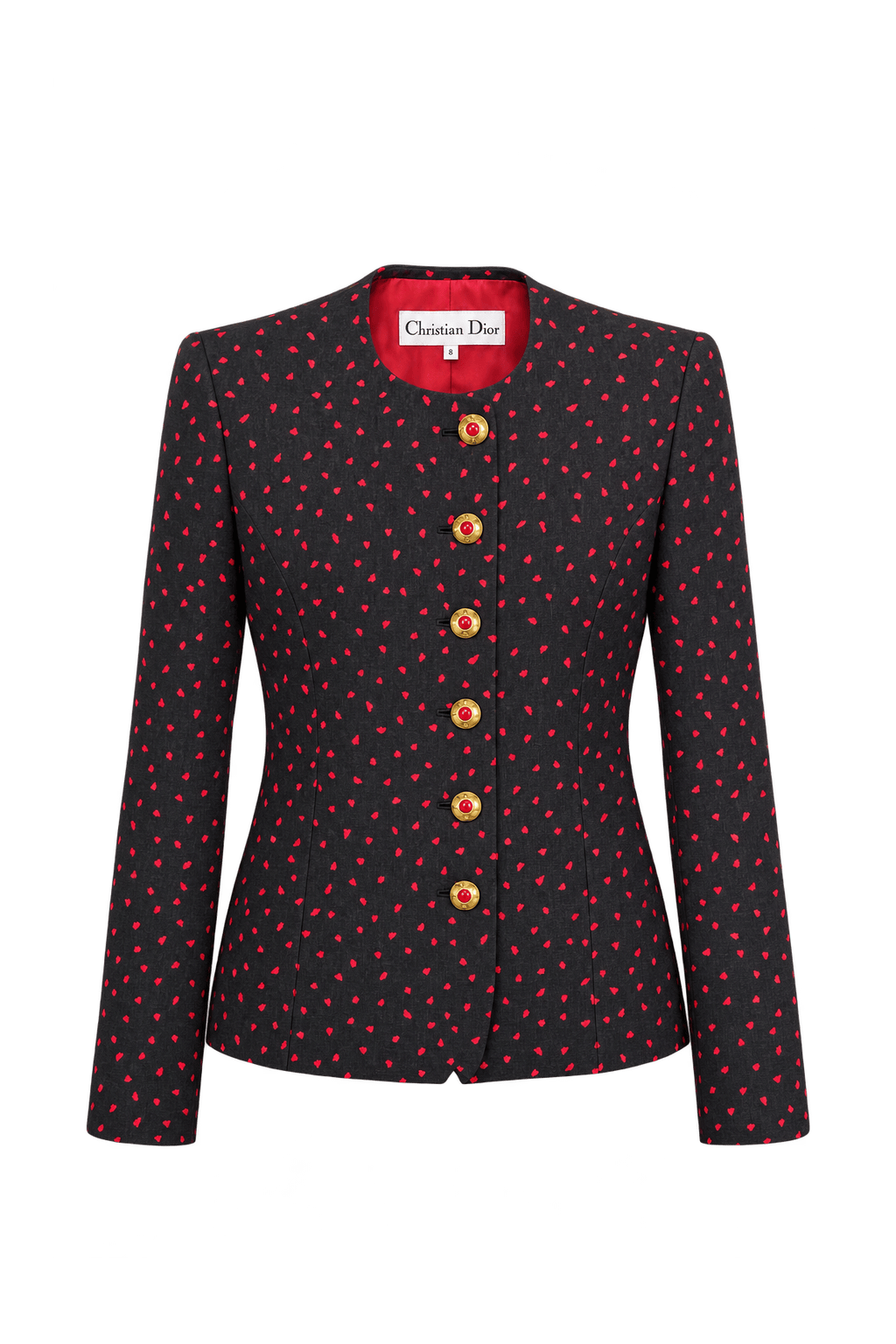 1980s Black Woven Fabric Jacket - Front View