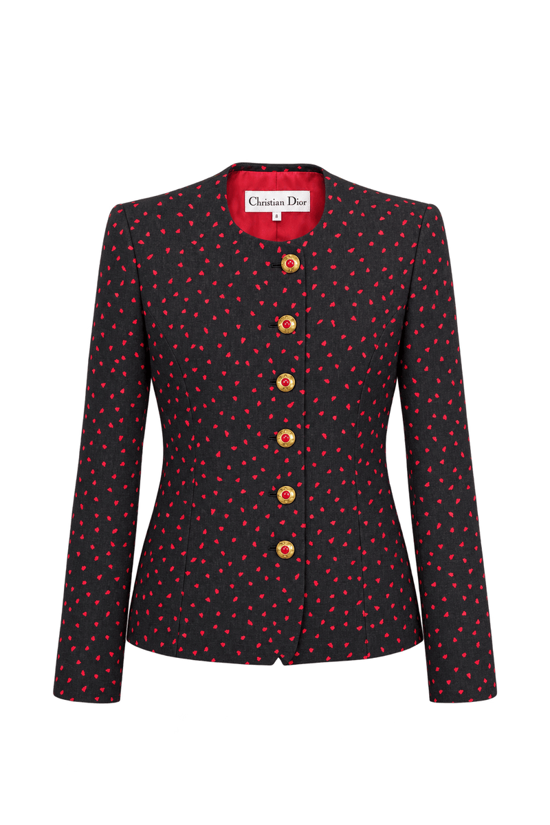 1980s Black Woven Fabric Jacket - Front View