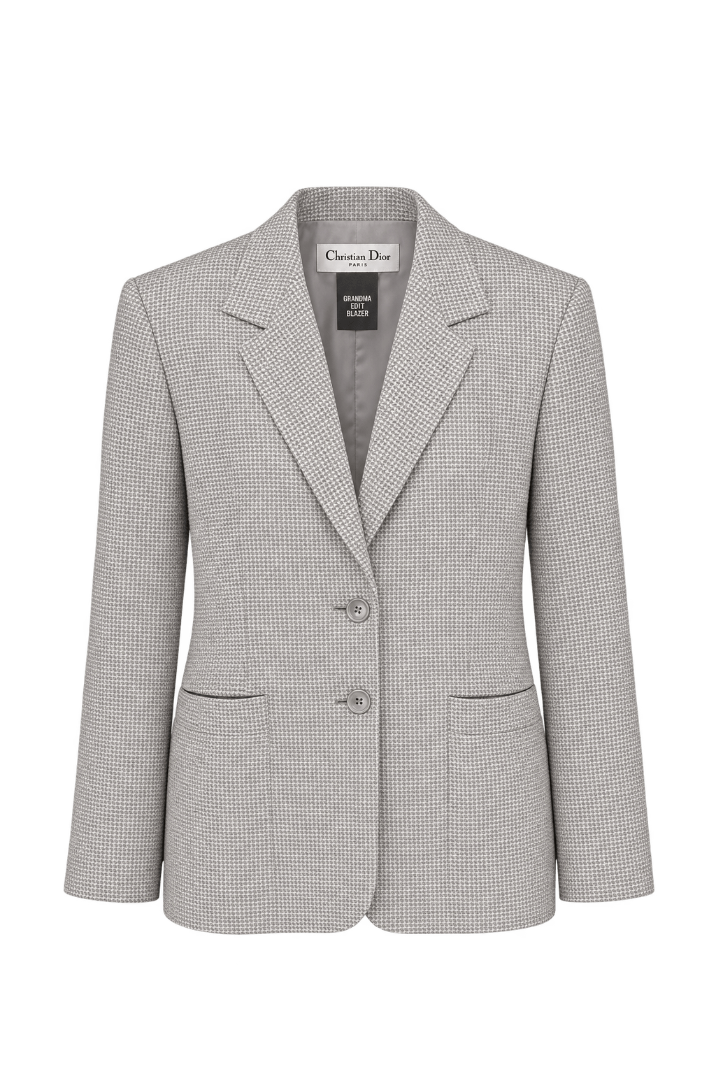 1980s Light Warm Grey Woven Blazer - Front View
