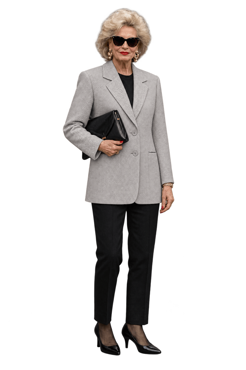 1980s Light Warm Grey Woven Blazer - Model