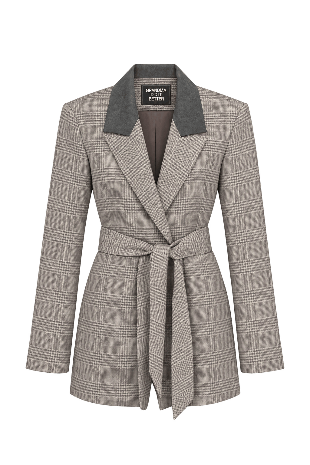 1980s Grey-Beige Woven Blazer - Front View