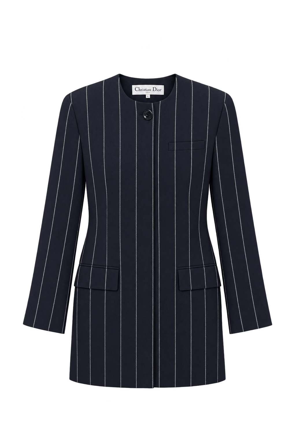 1980s Very Dark Navy Blue Woven Jacket - Front View