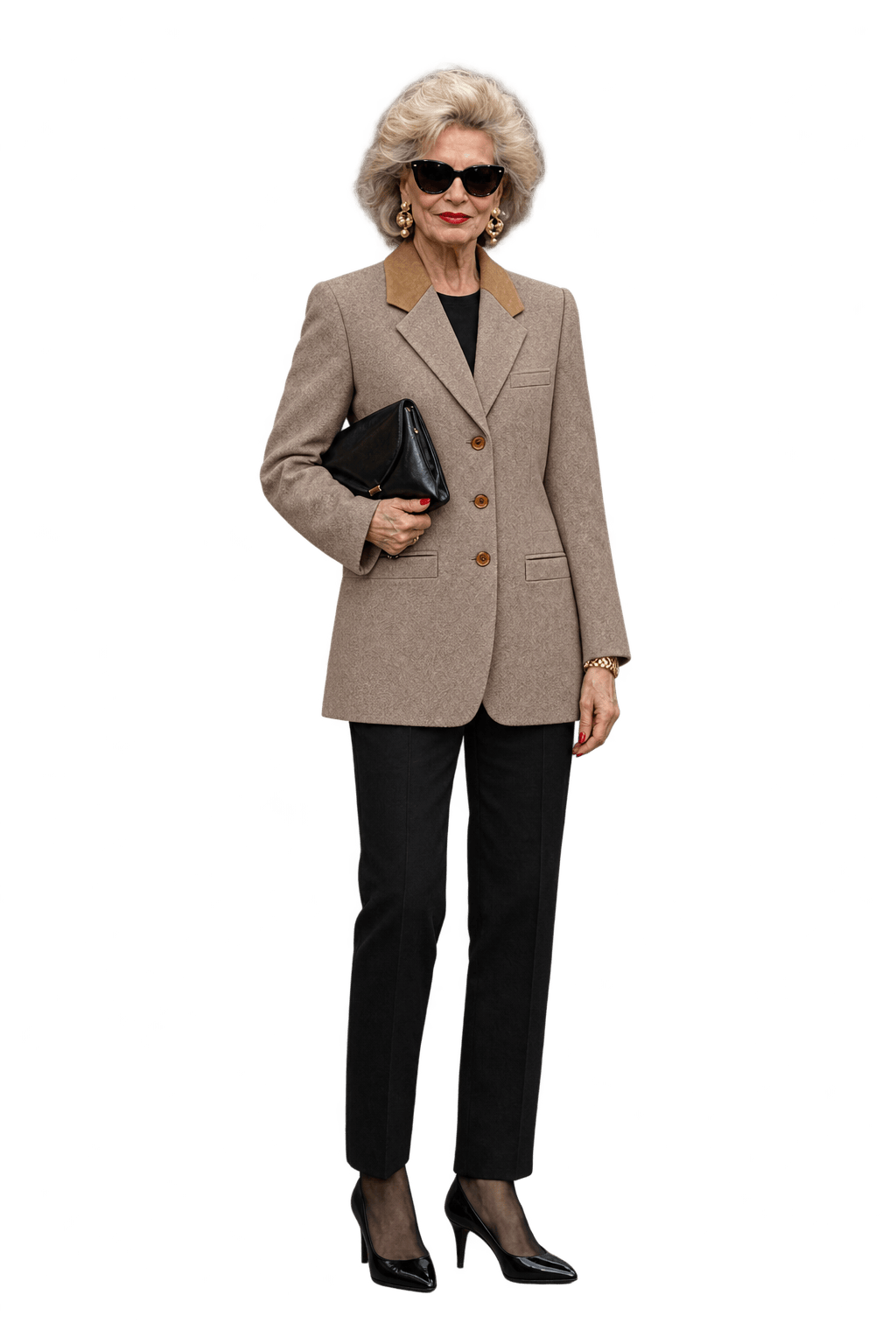 1980s Taupe Brown Woven Fabric Blazer - Model