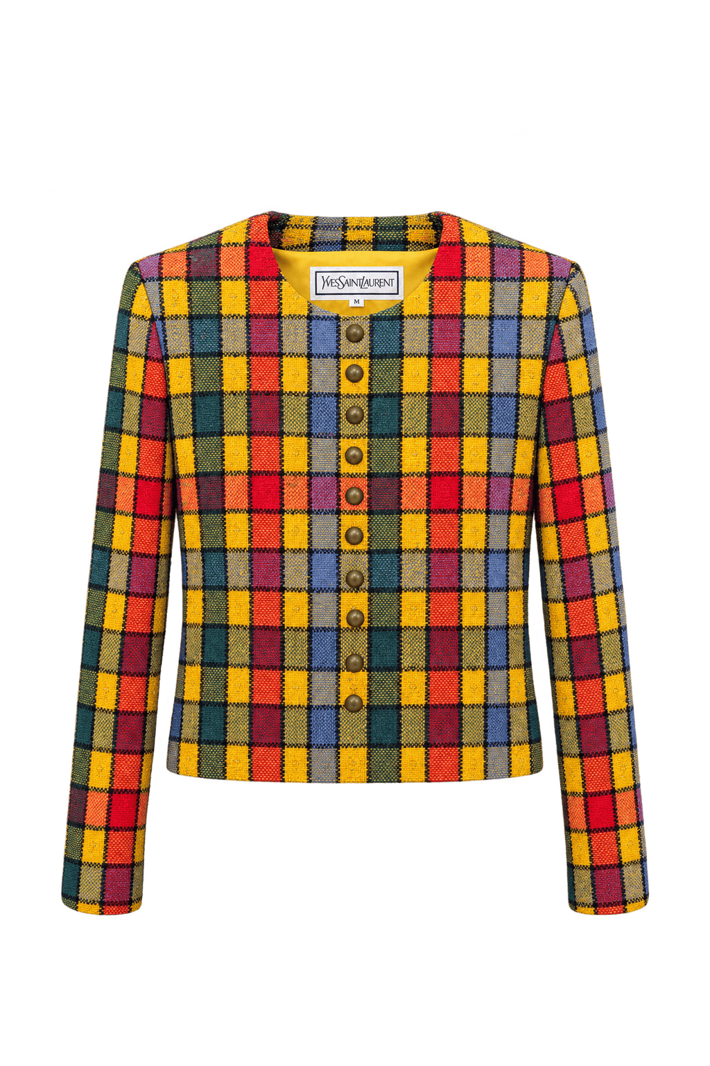 1980s Golden Yellow Woven Jacket - Front View