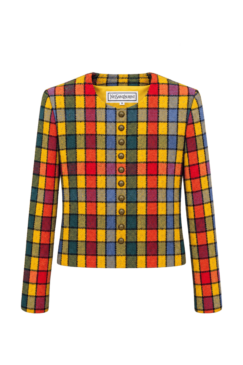 1980s Golden Yellow Woven Jacket - Front View