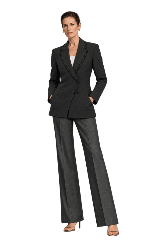 1990s Black Woven Fabric Blazer - Model