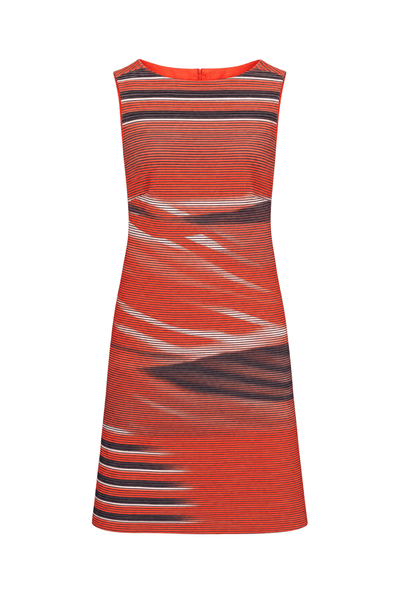 1990s Bright Orange Synthetic Blend A-line Dress - Front View