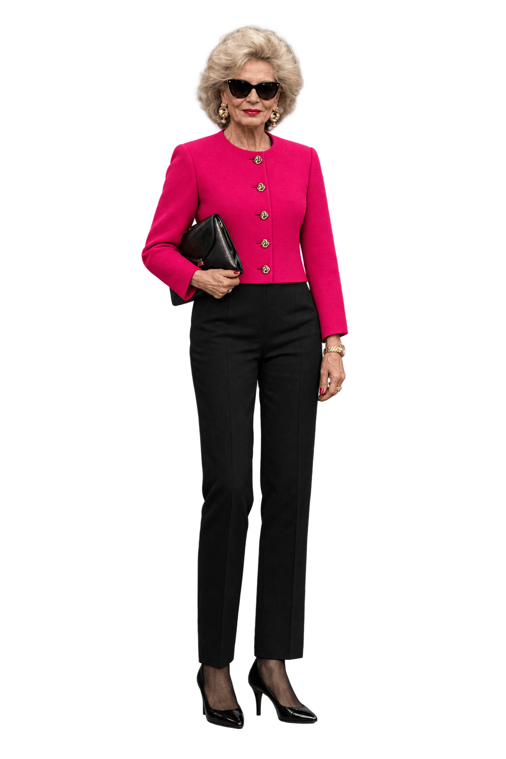 1980s Vivid Fuchsia Pink Wool Jacket - Model