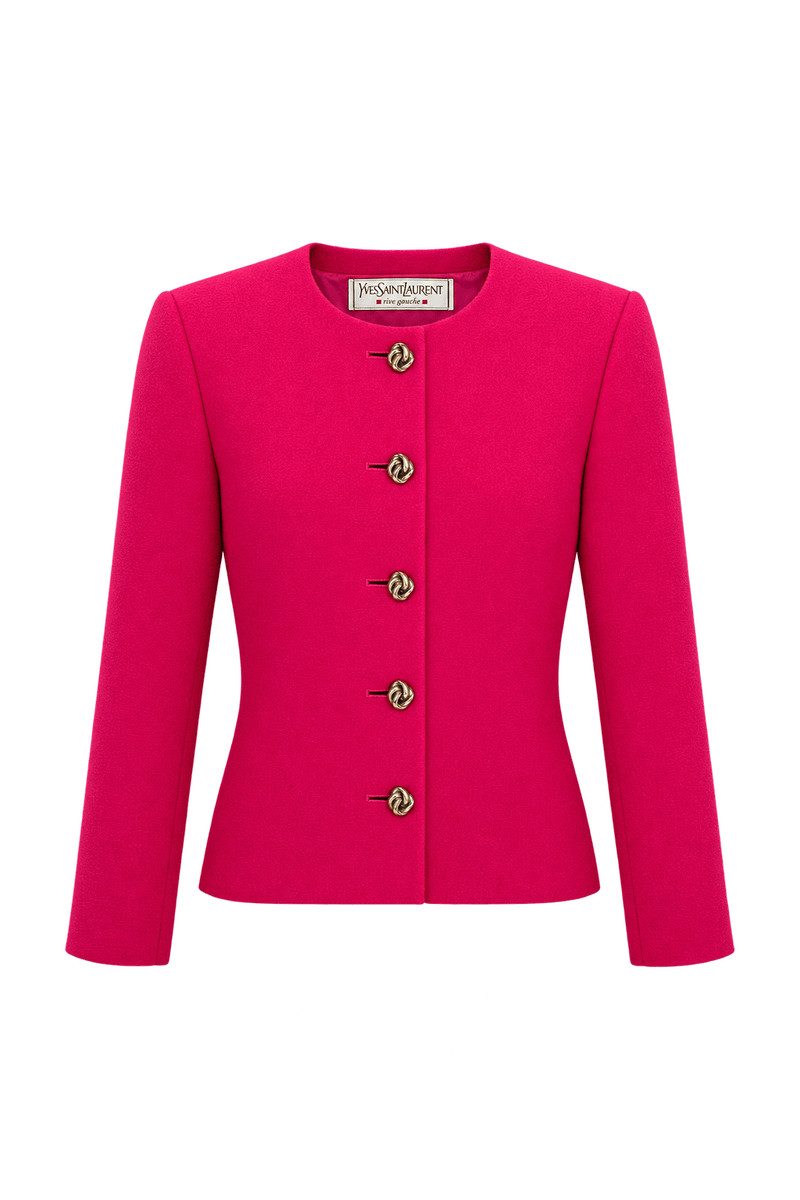 1980s Vivid Fuchsia Pink Wool Jacket - Front View