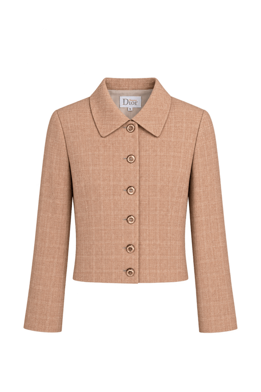 1990s Peach-Tan Woven Jacket - Front View