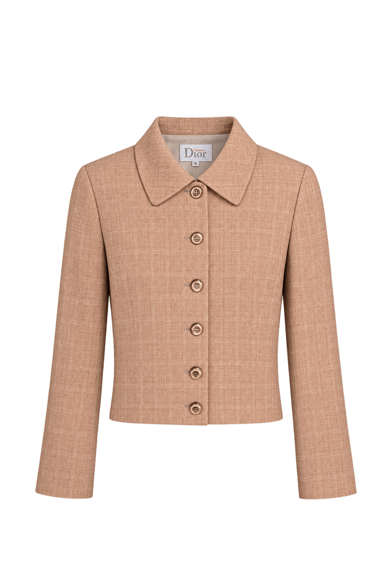 1990s Peach-Tan Woven Jacket - Front View