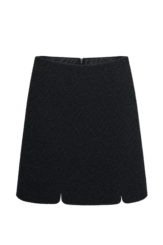 1990s Black Woven Mini Skirt - Front View