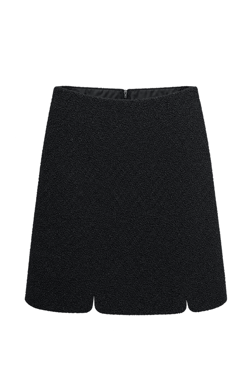 1990s Black Woven Mini Skirt - Front View