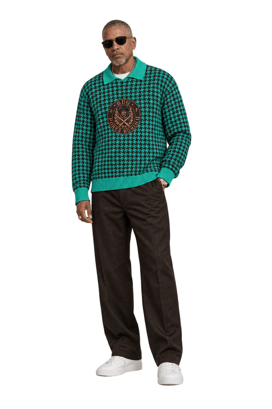 1980s Bright Teal Knit Sweater - Model