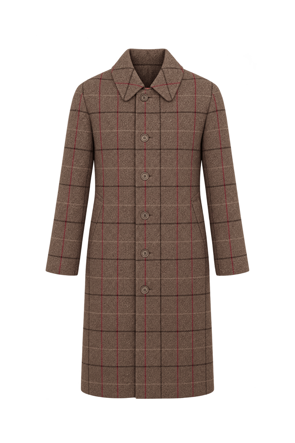 1970s Heathered Brown Wool Coat - Front View