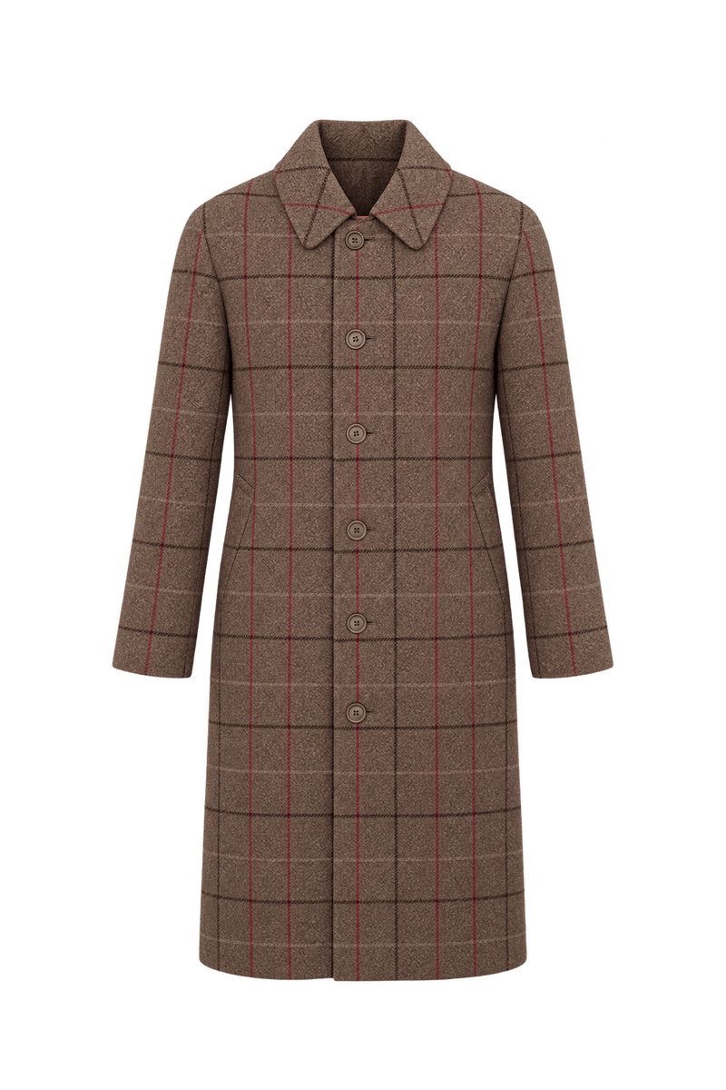 1970s Heathered Brown Wool Coat - Front View