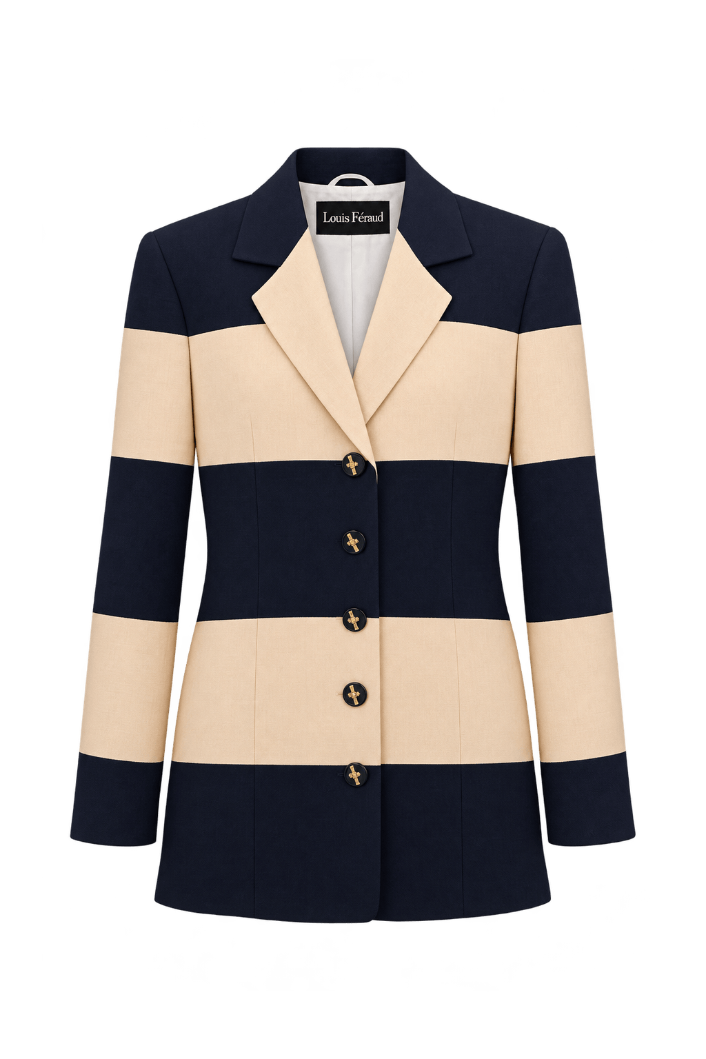 1980s Dark Navy Blue Woven Blazer - Front View