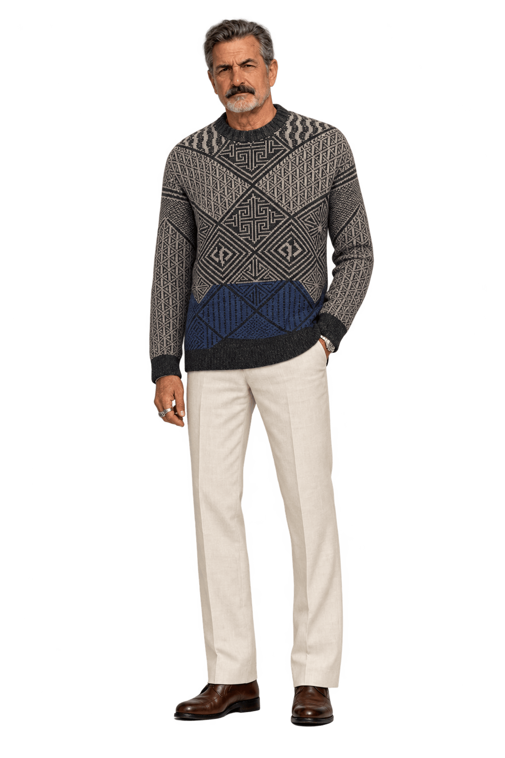 1980s Charcoal Gray Knit Sweater - Model