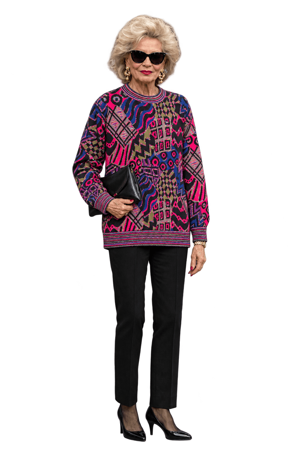 1980s Black Knit Sweater - Model