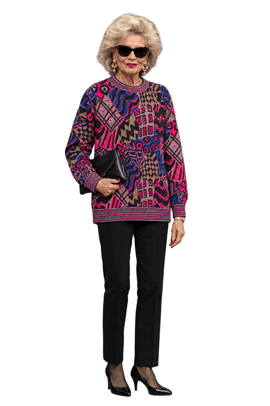 1980s Black Knit Sweater - Model