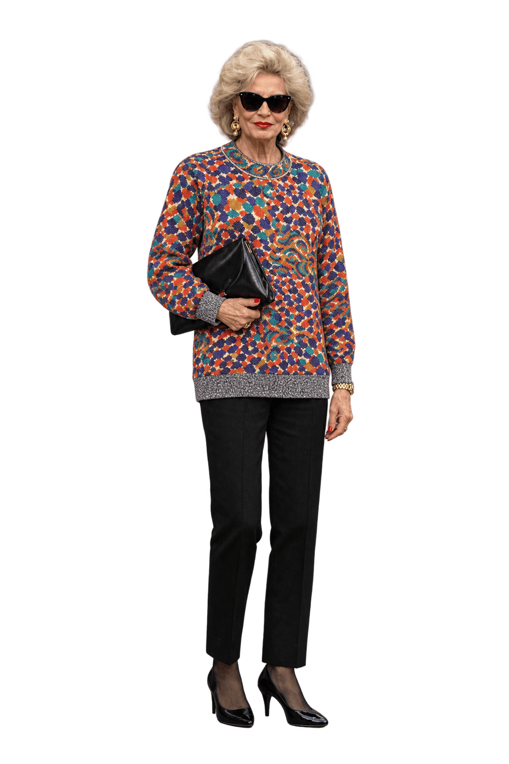 1980s Multicolor Knit Sweater - Model